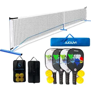 IANONI Portable Pickleball Net Set Official Size（4 USAPA Approved Graphite Paddles, Carrying Bag, 22FT Pickleball Net System, Assembly Manual, 4 Outdoor Pickleball Balls