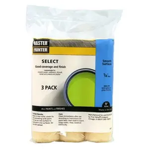 212 MAIN True Value Knit Roller Paint Applicators - Mp Gd Line, 3-Pack (MPS914-3PK), 9 x 0.25 in Cover, Compatible with All Paints, Delivers Smooth Finish