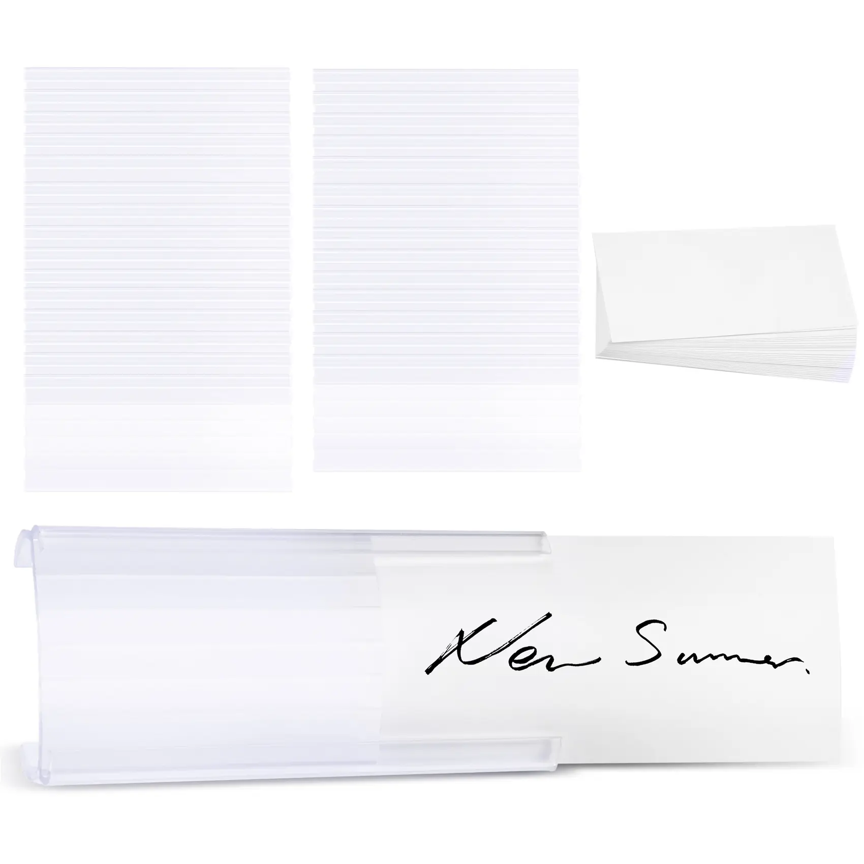 Wire Shelf Label Holders, 30 Pack Plastic Wire Shelf Label Clips with Label Paper Removable Wire Rack Label Holder
