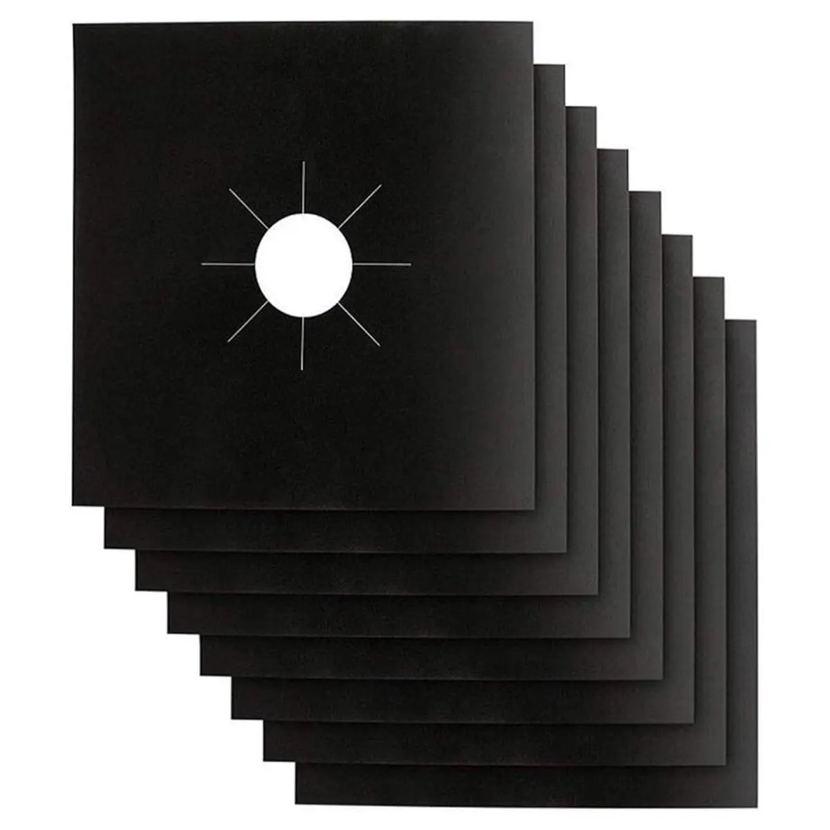 Stove Burner Covers - Gas Stove Protectors Black 0.2mm Double Thickness, Reusable, Non-Stick, Fast Clean Liners for Kitchen/Cooking. Stove top Covers Gas Burners Size 10.6" x 10.6" BPA Free(8 Packs)