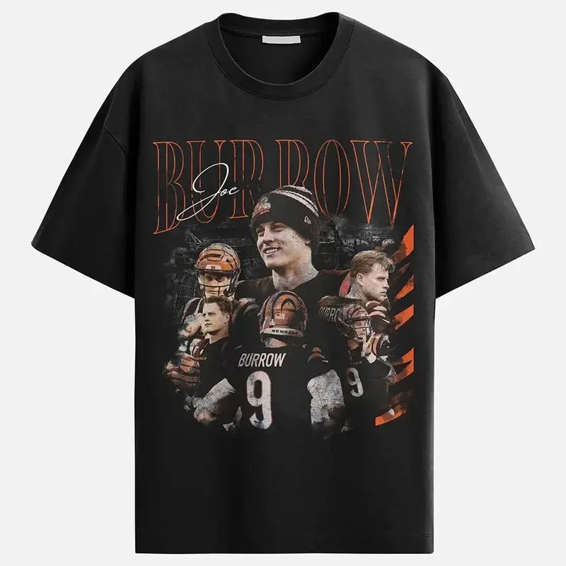 Joe Burrow Shirt 90s Graphic Tee Unisex Football Shirt Joe Burrow T-Shirt Bengals Fan Gift Retro Sports Tees