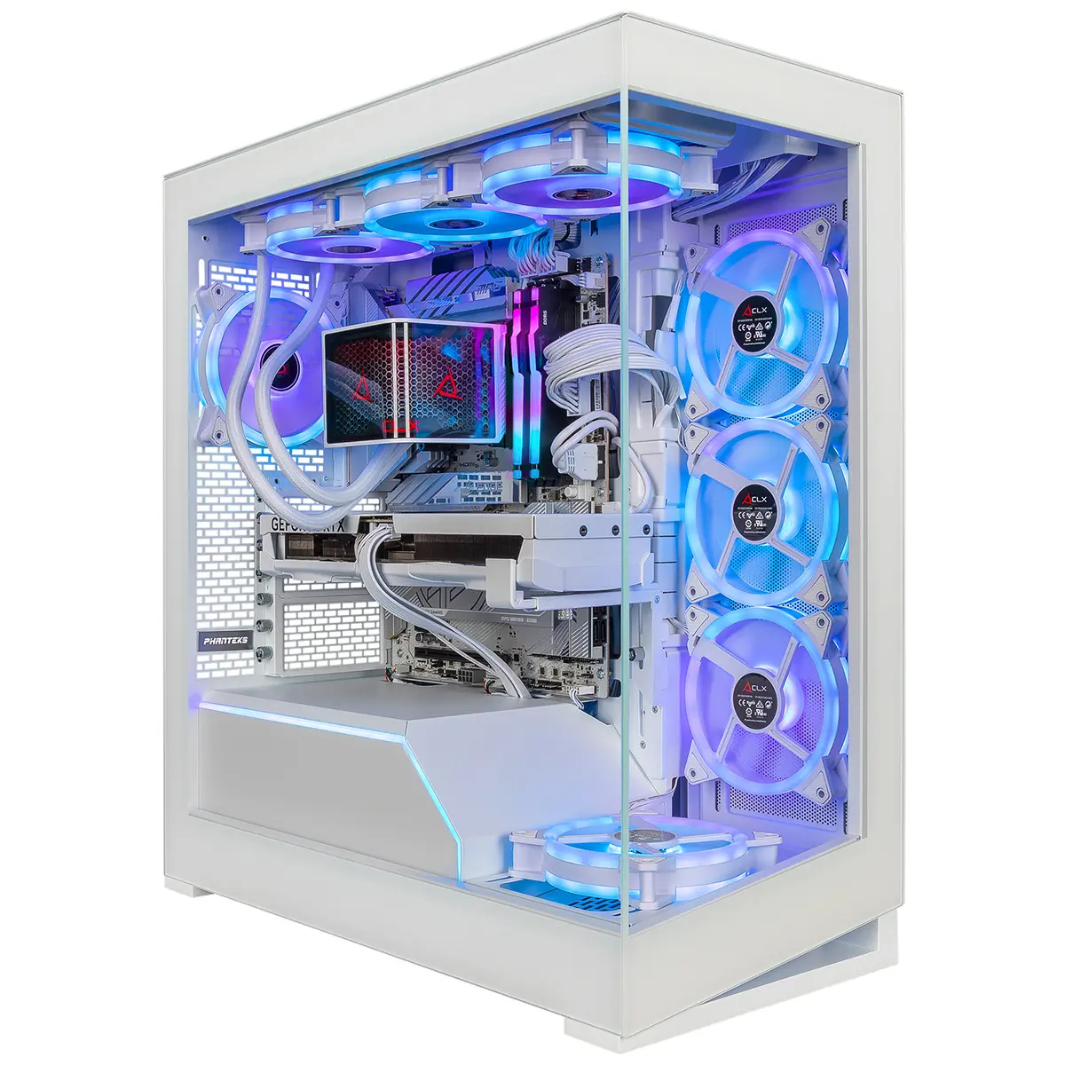 CLX Horus Liquid Cooled AI Gaming Desktop Computer, Intel Core Ultra 9 285K 3.7GHz, 32GB RAM, 2TB SSD, NVIDIA GeForce RTX 5080 16GB, Windows 11 Home, White