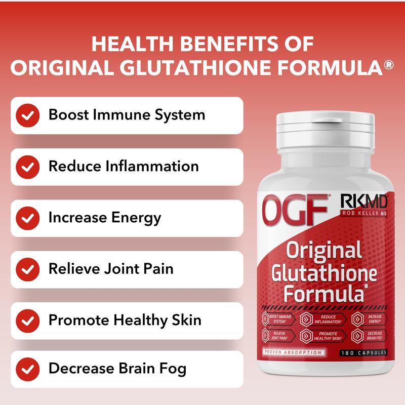 Original Glutathione Formula, OGF by RobKellerMD, daily supplement to boost glutathione, 180 capsules