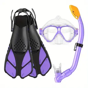 Children's diving set, mask flippers snorkel snorkelling equipment anti-fog goggles 180 panoramic, set with travel bag for snorkelling training swimming diving