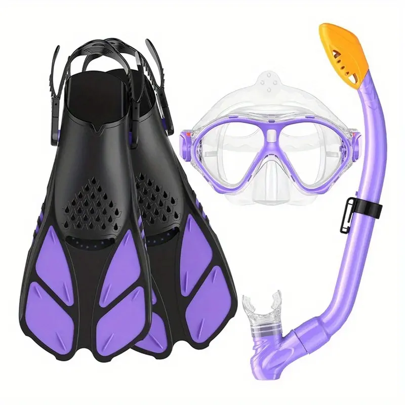 Children's diving set, mask flippers snorkel snorkelling equipment anti-fog goggles 180 panoramic, set with travel bag for snorkelling training swimming diving