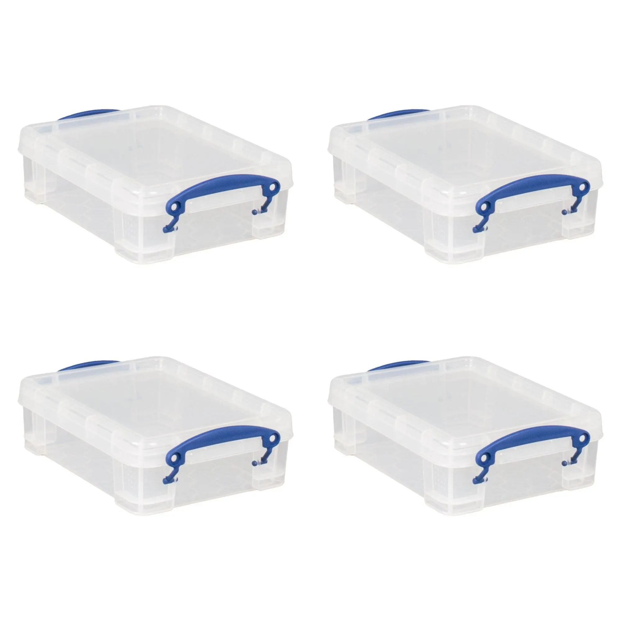Really Useful Box 1.75L Storage Bin w/Snap Lid & Clip Lock Handle, (4 Pack)