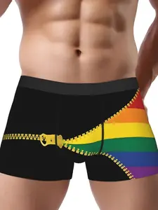 Coming Out Pride Flag Fashion Men's Graffiti Boxer Briefs, with Assorted Vibrant Print Design Everyday Comfort