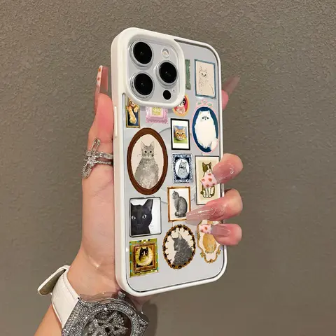 Magnetic iPhone Case & Cover for 11/12/13/14/15/16 & ProMax, MagSafe Ready, Ultra Thin, Shockproof, Chic Cat Portrait Design, Mobile Phone Accessories, Cute Accessories, Magnetic Fit for Girls