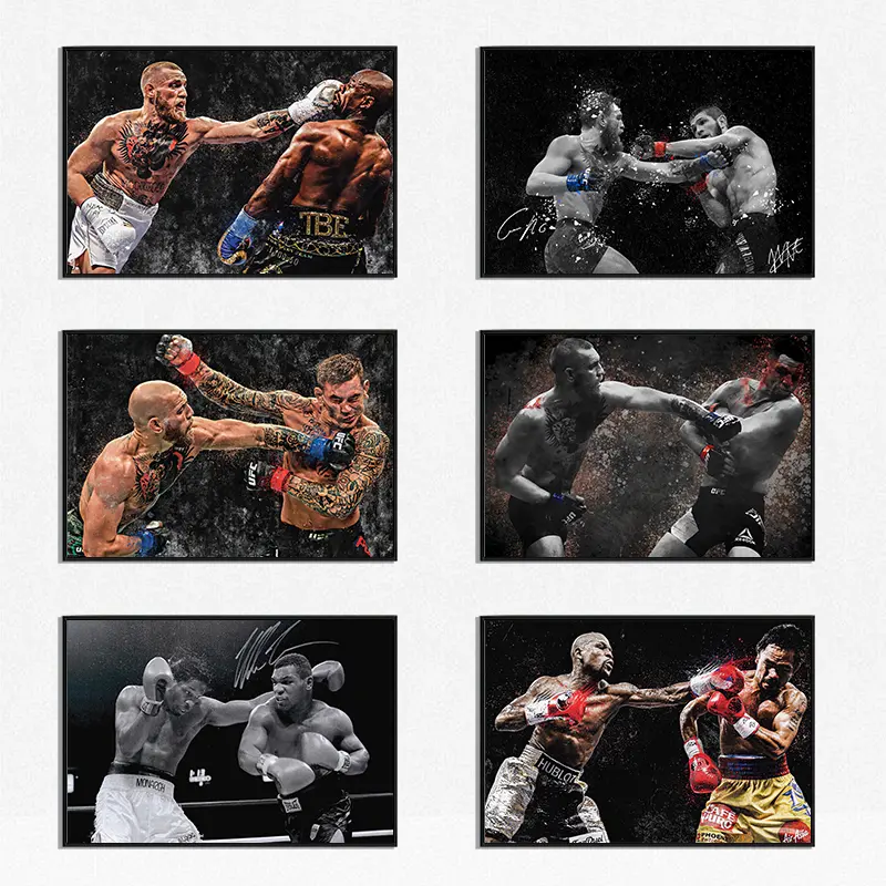 NBHYK Set of 6 Boxing Style Bender Poster UFC Wall Art MMA Brazilian Fighter Modern Family Bedroom Decor Posters Eco-Friendly Fade-Resistant Waterproof UV-Protected