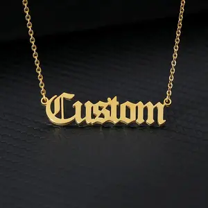Custom Name Necklaces For Women Men Stainless Steel Customized Necklace Pendant Personalized Goth Neck Chain Jewelry