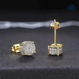 Round Artificial Sparkling Zircon Decor Thick Stud Earrings, 2Pairs Earrings, Fashion Jewelry, Trendy All-match & Exquisite Jewelry