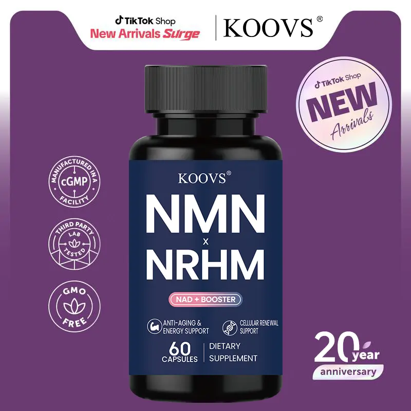 KOOVS 8-in-1 NMN Dietary Vitamin Capsules | 650mg Pure NMN with Resveratrol, CoQ10, PQQ, Glutathione & More | Science-Backed NAD+ Precursor for Healthy Aging, Cellular Function, Cellular Energy, Metabolism, Energy