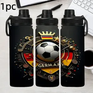 20oz Stainless Steel Vacuum Insulated Water Bottle, Football Print Design, Long-Lasting Thermal Preservation, Ideal Gift for Sports, Travel, Camping