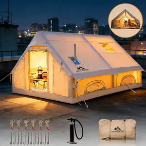 SENLEETO 4-6 & 8-10 People Inflatable Tent with Pump, No Assembly Needed Blow Up Air Tent, 4 Season Outdoor Camping Tent, Waterproof Oxford