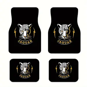 For JAGUAR Luxury Car Floor Mats with Golden Leopard Logo - Fit All-Weather Durable Design, Black And Golden Interior Additions, Precise Pedal Cutouts, for JAGUAR Brand Vehicles (Driver/Passenger/Rear/Trunk), Interior Car Accessories