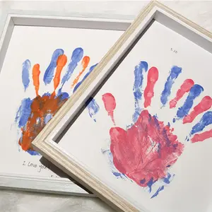 Family Handprint Kit, Hand Prints Keepsake Frame, DIY Craft Gift for New Parents & Mom & Baby, Grandparents, Mother's Day, Father's Day, Adoption Day, Anniversary, 8 Non -Toxic Paints,DIY picture frame handprint display freehand family memorial 10 inches
