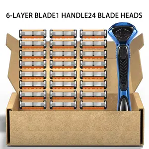 Men's manual shaver kit, blade material is safe and rust proof, easy to use and replace, high-quality material can be washed with water as a whole, classic men's shaving tool, Box, Razors