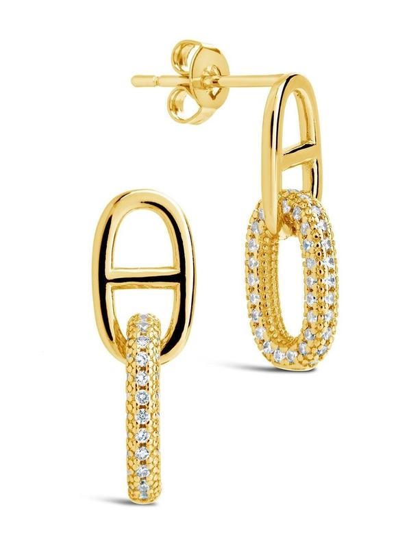 Reina CZ Chain Link Drop Stud Earrings