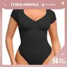 FeelinGirl Seamless  short sleeve  Thong Bodysuit Covered Bust Jumpsuit  Fit Comfort Womenswear dealsforyoudays