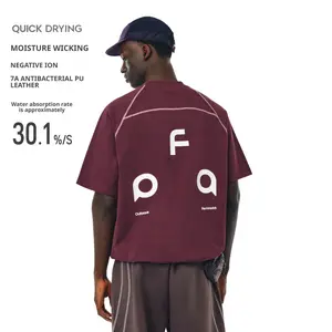 FPA Unisex Oversized Contrast Stitch Graphic Tee - 100% Cotton Streetwear T-Shirt Activewear Tee Crew Neck Tops