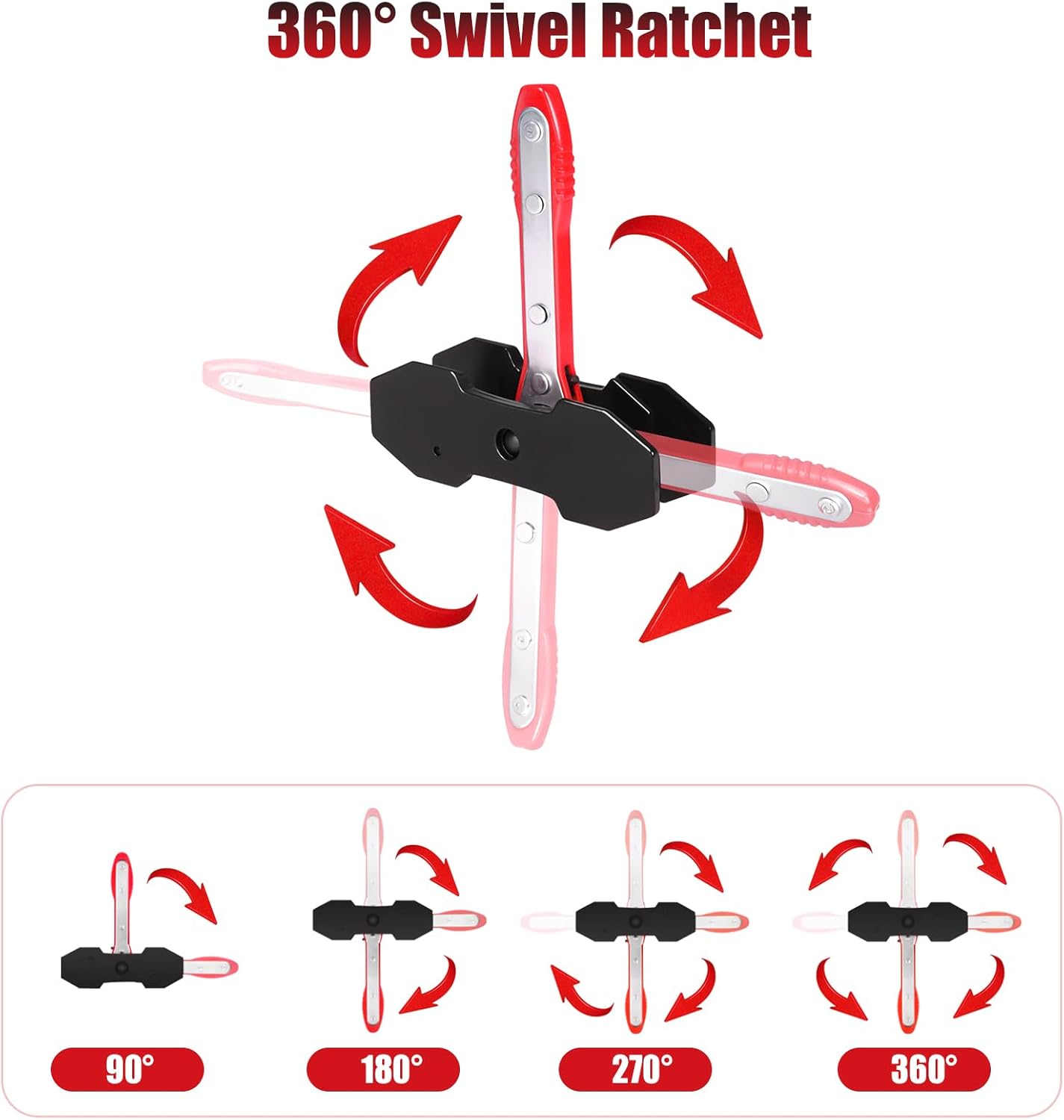 Piston Compressor Kit,Brake Caliper Piston Press Tool for Single,Dual&Quad Piston Disc Brakes,360°Rotating Ratchet Wrench,Effort-Saving Automotive Brake Repair Tool for Car Maintenance,Fits Single Twin Quad Sextuplet Disc Brakes,Portable Press-Fit Wrench