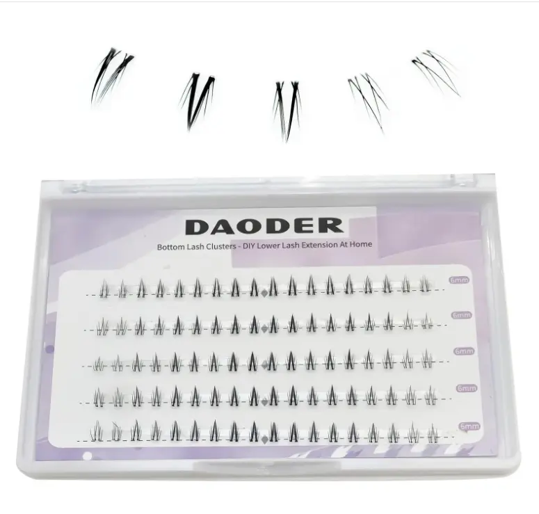 Bottom Lash Clusters DIY Eyelash Extensions - DAODER 90pcs Wispy Natural Look Clear Band Lashes for Bottom Eyelashes 6mm