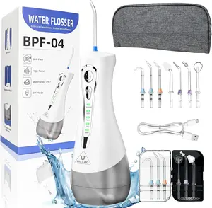 Portable Water Flosser with 7 Tips - Oral Irrigator Water Flosser Cordless 4 Modes and Rechargeable Irrigador Dental for Braces Teeth IPX7 Waterproof with 320ml Tank and Tips Box Travel Case