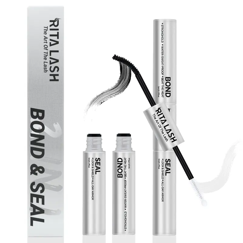 RITALASH Lash Bond Seal 2-IN-1 Lash Glue - Strong Hold, Waterproof, Long-Lasting Lash Bond for Sensitive Eyes, Pool-Proof & Rain-Proof Adhesive for Lash Clusters, False Eyelashes Makeup