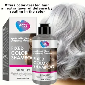Eco Fixed Color Shampoo, Hair Coloring, 4-In-1 Hair Dye & Protect, Silvery Shade Gel Formula, Plant-Based Ingredients, Ideal for Daily Use