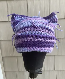 Crochet handmade cat ears beanie , cute fashion ,