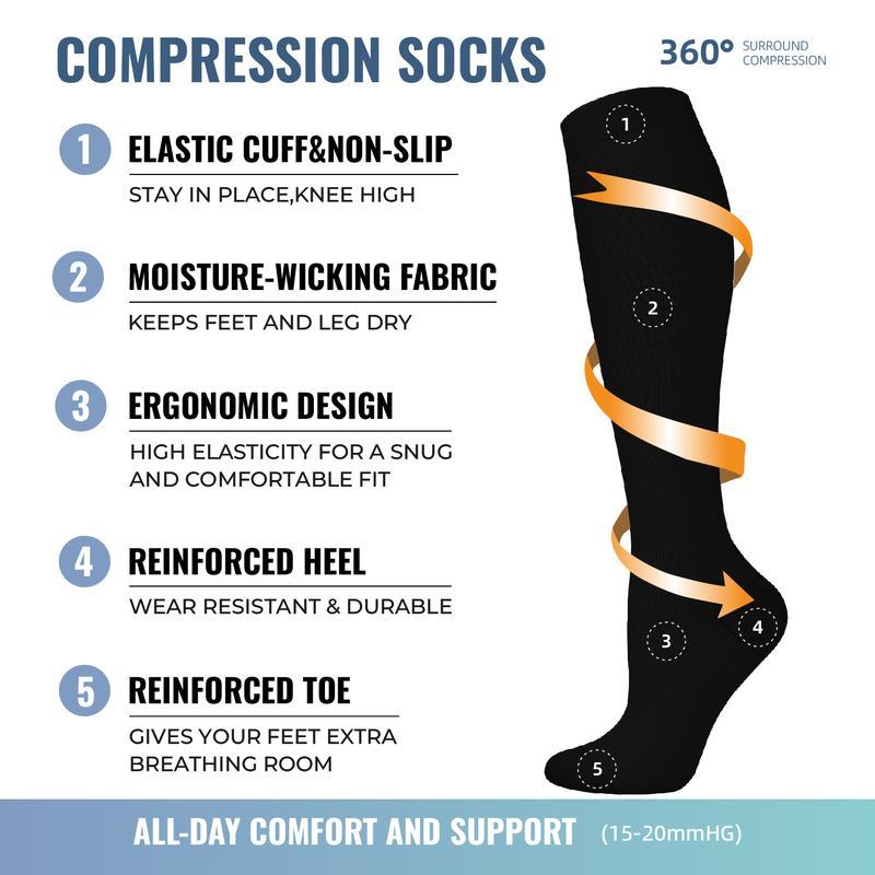 6 Pairs of Compression High-quality Sports Socks for Men and Women, Suitable for Running and Hiking, Comfortable and Lightweight Fabric, Moisture-wicking, Closed Toe Design, Non-slip Long Tube Support Socks, Suitable for Running and Traveling, football 6 Pairs of Compression High-quality Sports Socks for Men and Women, Suitable for Running and Hiking, Comfortable and Lightweight Fabric, Moisture-wicking, Closed Toe Design, Non-slip Long Tube Support Socks, Suitable for Running and Traveling, football