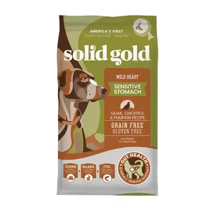 Solid Gold Wild Heart™ Sensitive Stomach Dry Food for Adult Dogs Grain-Free Gluten-Free with Quail Meat Chick Peas Pumpkin Sweet Potatoes