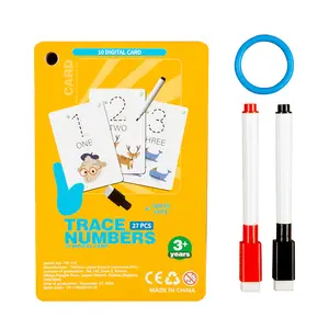DOUBLE-SIDED MATH & ABC CARDS SET Reusable Dry-Erase Alphabet Learning Add/Subtract Practice Kit 26 Letters 10 Equations Kids Educational Flashcards with Storage Ring Markers Preschool Kindergarten Homeschool Activities