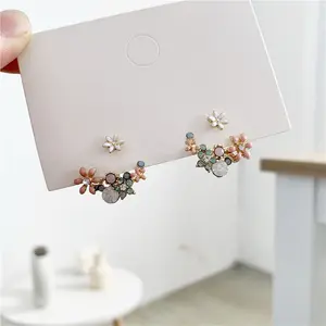 Fashion Jewelry Cute Hook Oil Flower Stud Earrings Crystal Earring For Women Party Jewelry Gift