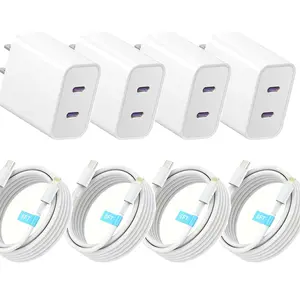 4Pack USB C Charger For iPhone 17 Charger, 20W Dual-Port Type-C Wall Charger with 6Ft USB Quick Charge Cable For iPhone 14/14 Pro/14 Pro Max/14 Plus/13/12/11