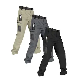 HOMUG Men's Solid Color Waterproof Tactical Work Pants - 3-Piece Set, Belt-Free, Multi-Pocket, Durable Outdoor Hiking & Casual Pants (Regular Fit)