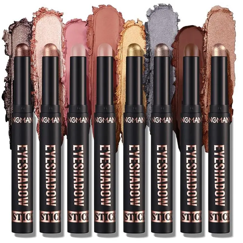 Cream Eyeshadow Stick Gift Set, 8 PCS Soft Smooth MatteEarth & Bright Metal Color Contour Sticks, Waterproof & Long-Lasting Makeup Cosmetic