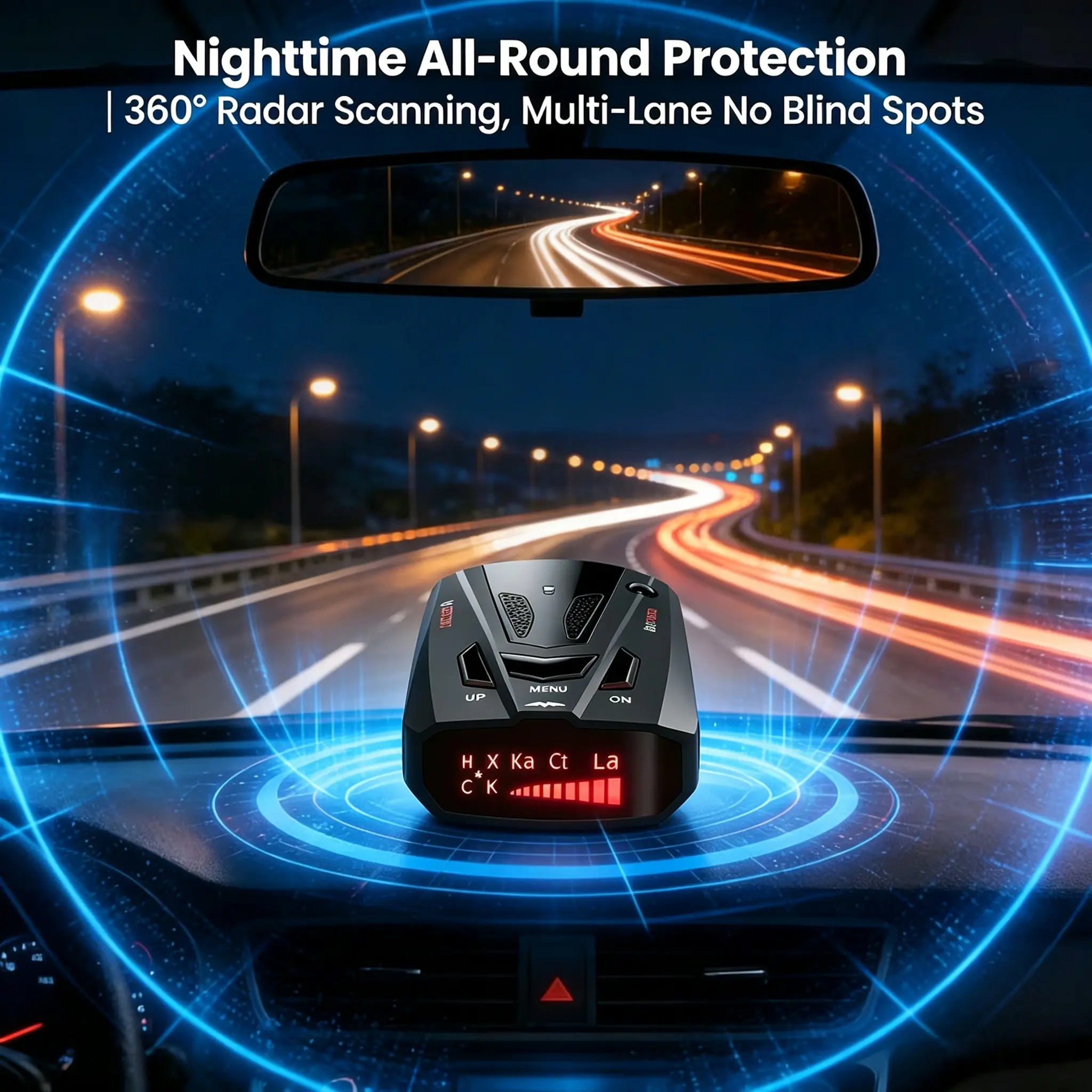 Car Radar Detector, Helper Utensil & Must-Have Road Companion for Highway Trips, 360° Full Coverage Detection, Dual Signal Alerts, Voice Prompts, LED Display