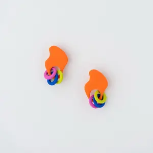 APÖ Carnaval Clay Earrings - Orange Polymer Clay Hoops 4.5cm Lightweight Water-resistant Handmade Jewelry for Women
