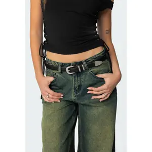 Basic Buckle Faux Leather Belt