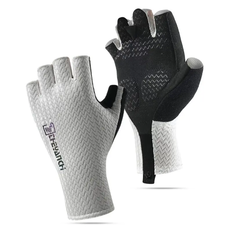Summer Half Finger Cycling Gloves, Lightweight Sunshade, Anti-Slip, Breathable, Shock-Absorbing for Road Bike, Fishing, Outdoor Sports