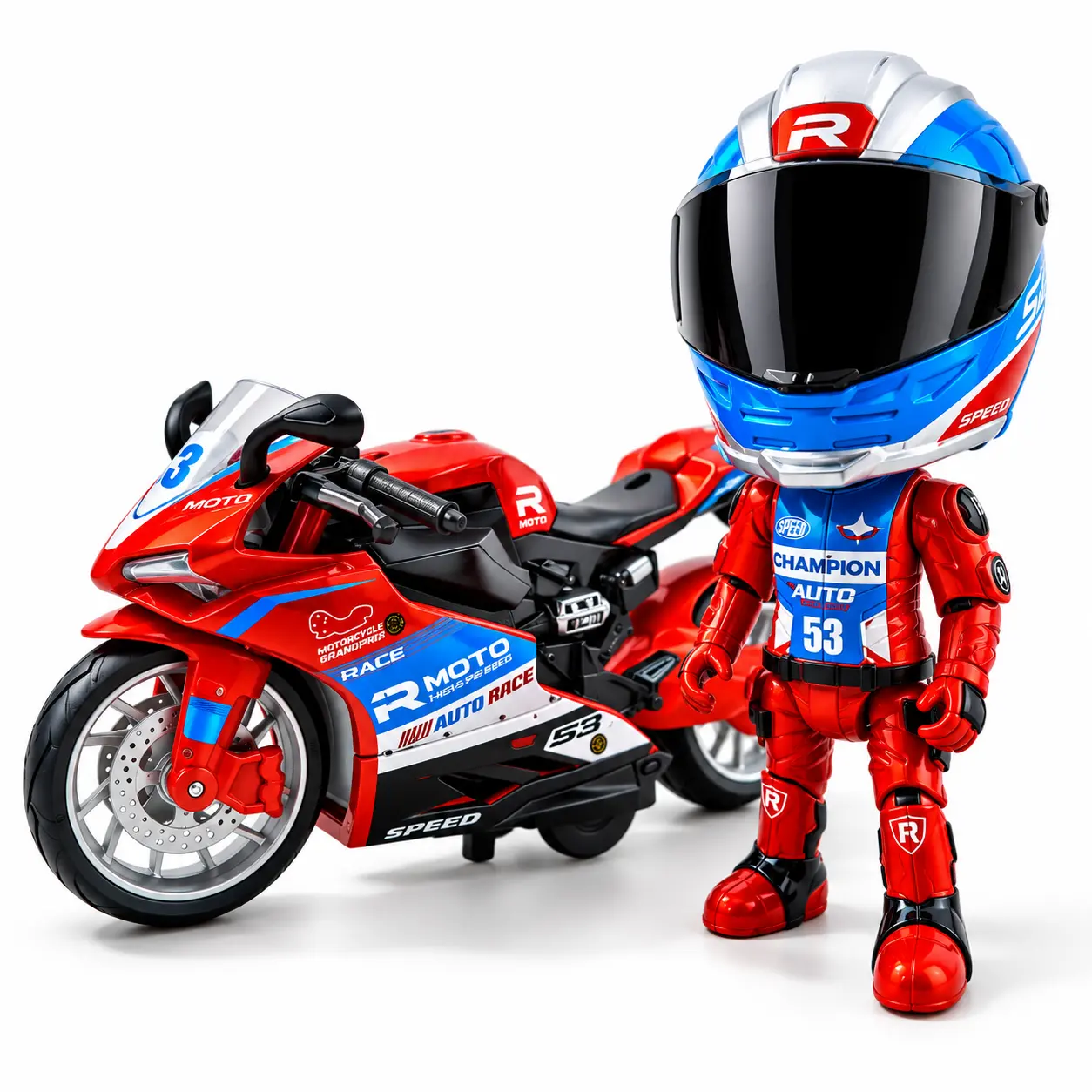 2026 New Motorcycle Action Figure: Motorcycle Model, Transformable Racer Figure, Motorcycle Helmet Action Figure—A must-have for motorcycle enthusiasts and model collectors, a delightful gift perfect for motorcycle fans and collectors.