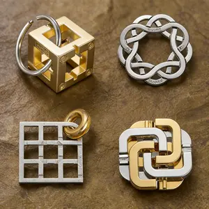 4pcs Traditional Metal Brain Teaser Game Set: Luban Lock, Kongming Lock, Huarong Road - Unique Golden and Silvery Design, Ideal for Desktop Challenges and Party Games, Perfect for Christmas Gifts, Birthday Gifts, and Present Giving