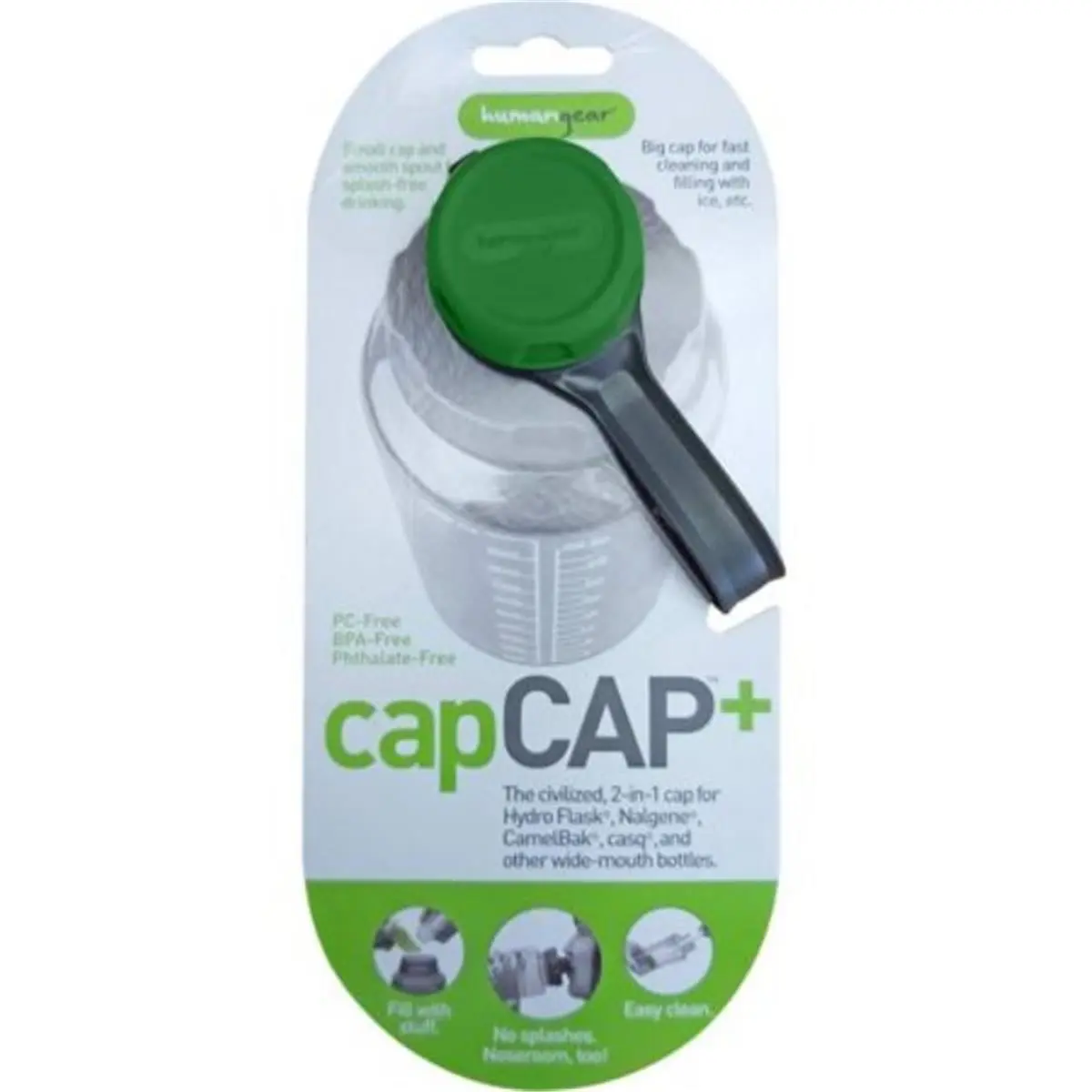 Humangear 772168 63 mm Water Bottle Cap for Wide-Mouth Bottles, Forest Green