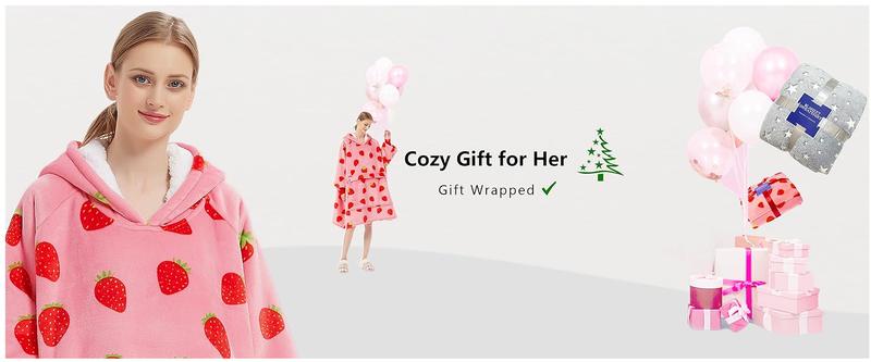 KFUBUO Wearable Blanket Hoodie for Adults Sherpa All Patterns Oversized Sweatshirt Blanket Pullover with Pockets for Women Springtok Womenswear Warm Gift blankets