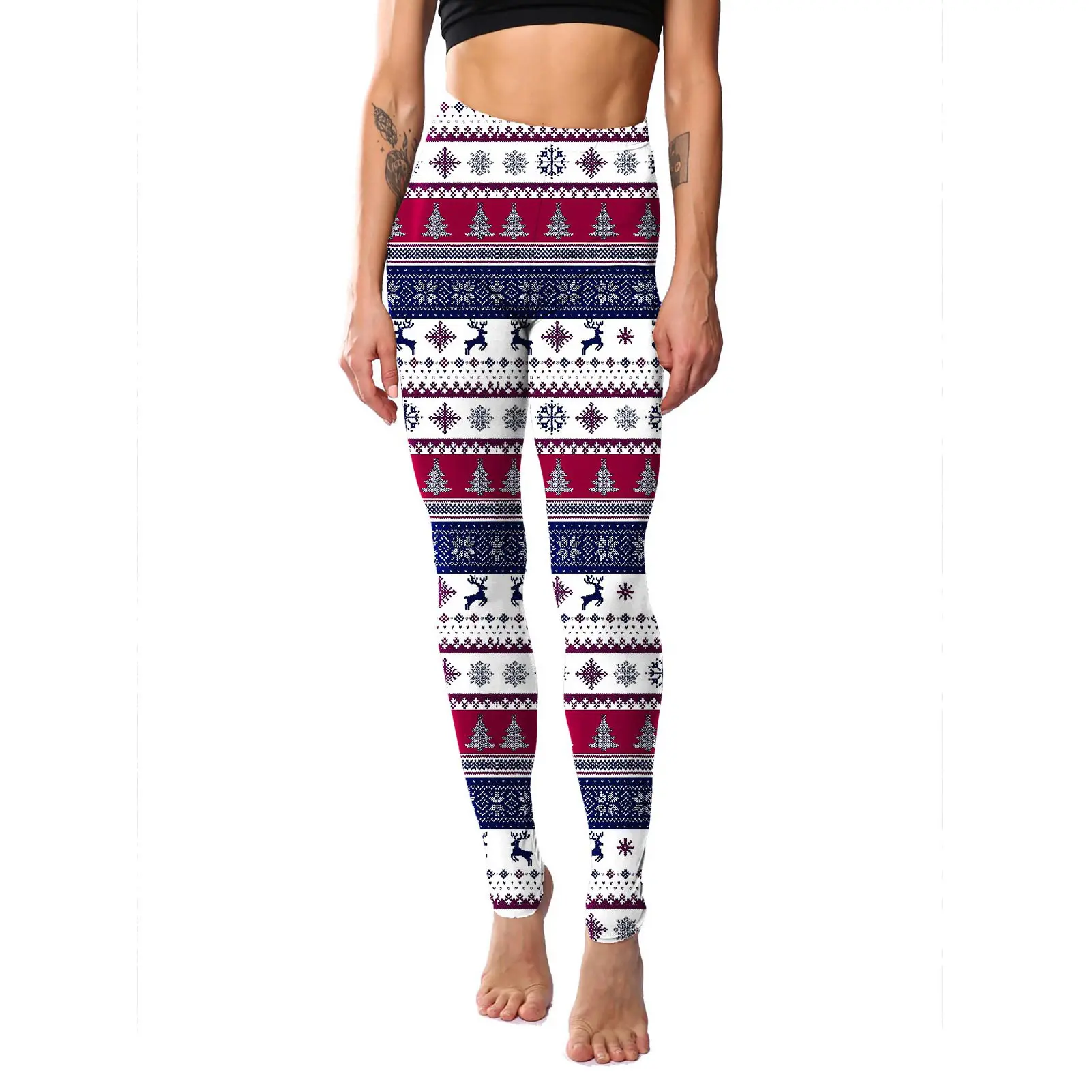 2072 Blue and Red Snowflake Deer