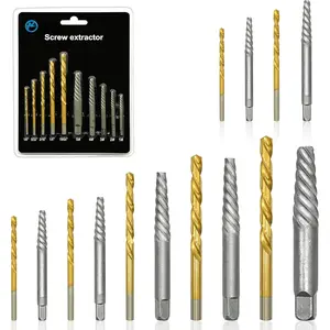 14 count Screw Extractor Set, Left Hand Drill Bit and Bolt Extractor Kit Easy to Remove Stripped Broken Damaged Screw Bolt and Nut Out, Reverse Drill Bit Extractor Set