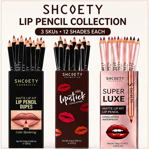 12 PCS Waterproof Matte Cosmetic Lip Liner Set - Wax-Based, High Pigmented, Creamy Smooth, Long-Lasting Lip Makeup for Daily Use, Birthday Gift Box, Travel-Friendly (TikTokShopBackToSchool)