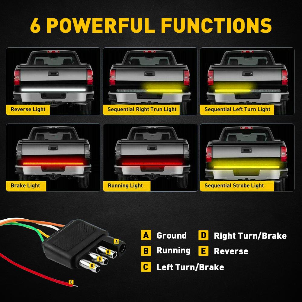AUXITO 48"/60" LED Strip Tailgate Light Bar Reverse Brake Signal For Chevy Ford Dodge GMC Truck