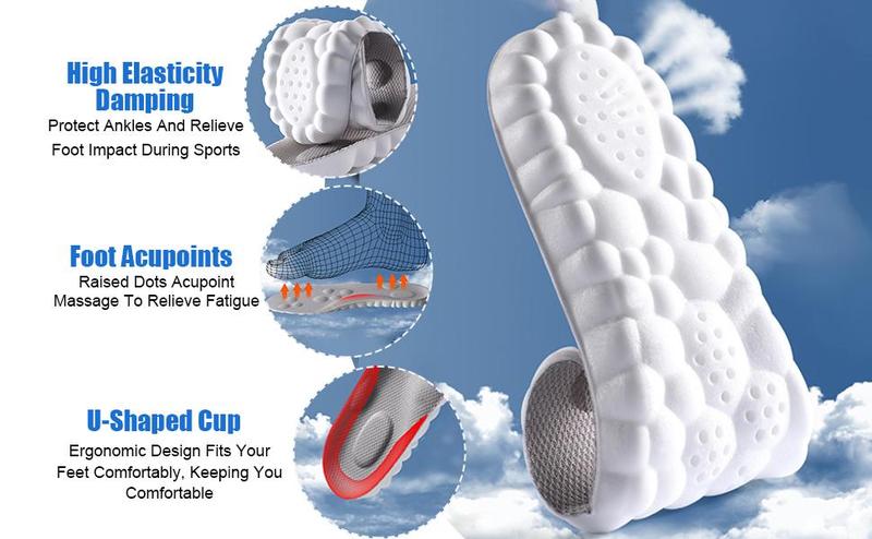 Soft Elastic Breathable Shoe Insoles, 1 Pair Comfortable Sports Insoles, Sweat Absorbent, Lightweight and Soft Insoles for Comfortable and Non Tiring Feet, Valentine's Day Gift